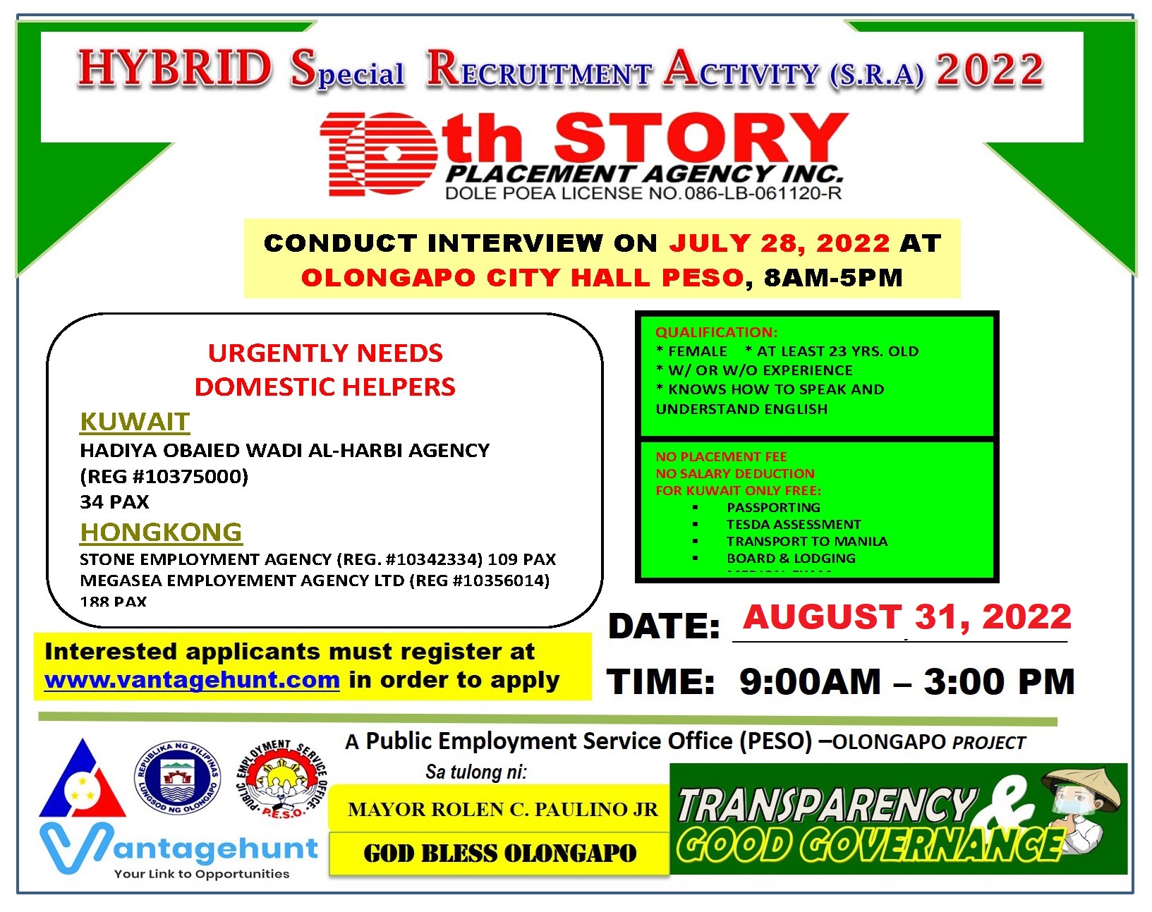 10th STORY PLACEMENT AGENCY Special Recruitment Activity Banner Vantagehunt